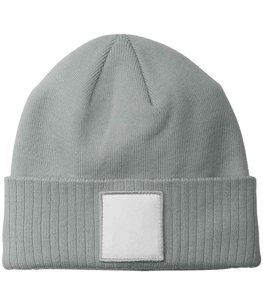 Beechfield Appliqué Patch Beanie - Ash/White (BB337R)