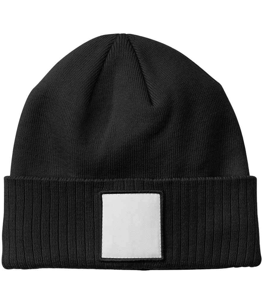 Beechfield Appliqué Patch Beanie - Black/White (BB337R)