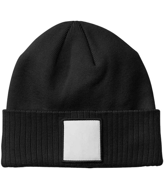 Beechfield Appliqué Patch Beanie - Black/White (BB337R)