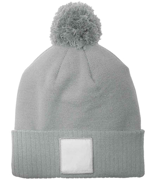 Beechfield Appliqué Patch Pom Beanie - Ash/White (BB338R)