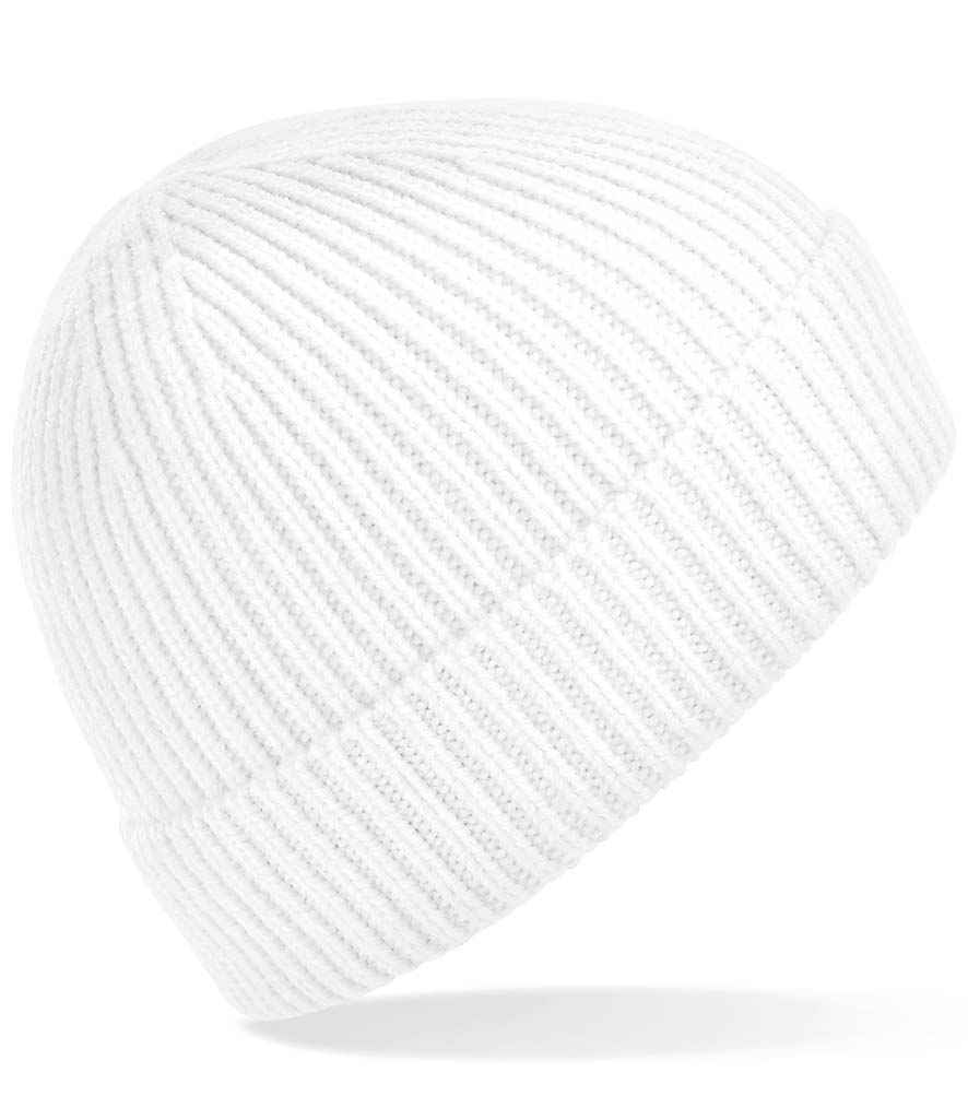 Beechfield Engineered Knit Ribbed Beanie - White (BB380)