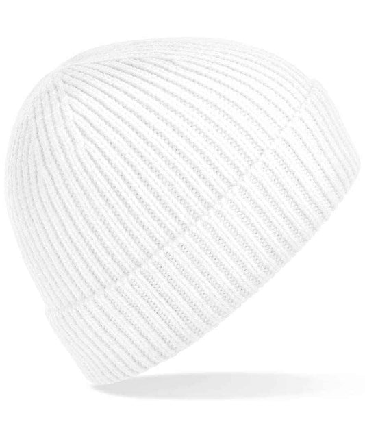 Beechfield Engineered Knit Ribbed Beanie - White (BB380)
