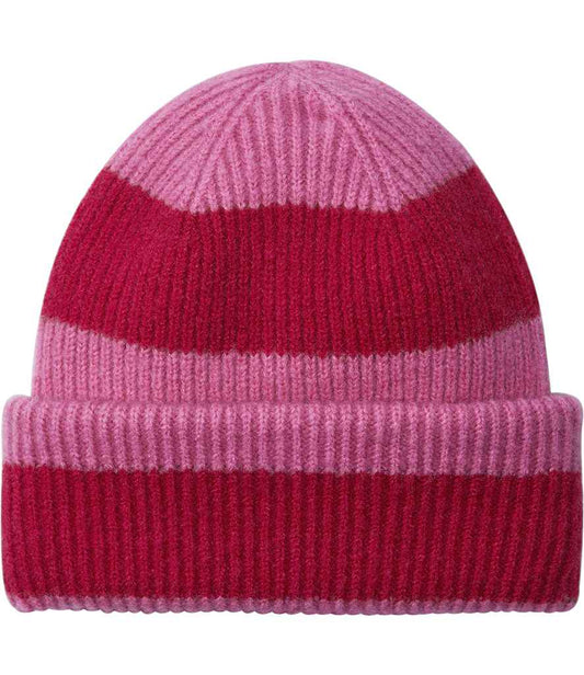 Beechfield Colour Block Beanie - True Pink/Classic Red (BB391R)