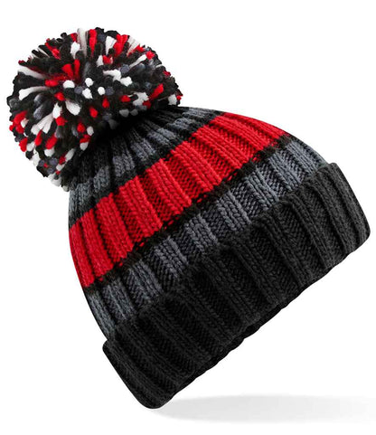 Beechfield Hygge Striped Beanie - Black Cherry (BB392)