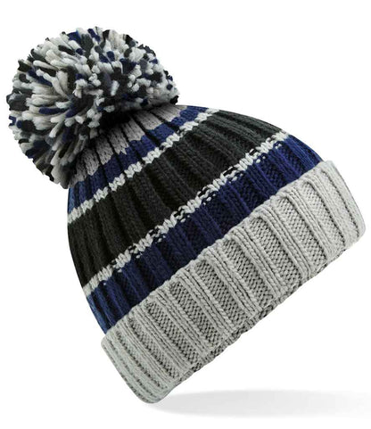 Beechfield Hygge Striped Beanie - Blue Steel (BB392)