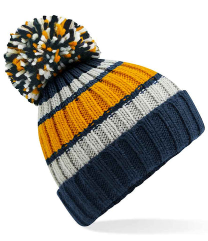 Beechfield Hygge Striped Beanie - Dijon Blue (BB392)