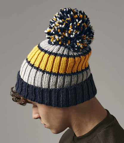 Beechfield Hygge Striped Beanie - Dijon Blue (BB392)