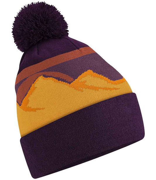 Beechfield Mountain Peaks Pom Pom Beanie - Desert Peaks (BB395R)