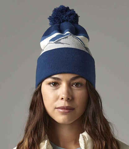 Beechfield Mountain Peaks Pom Pom Beanie - Rocky Peaks (BB395R)