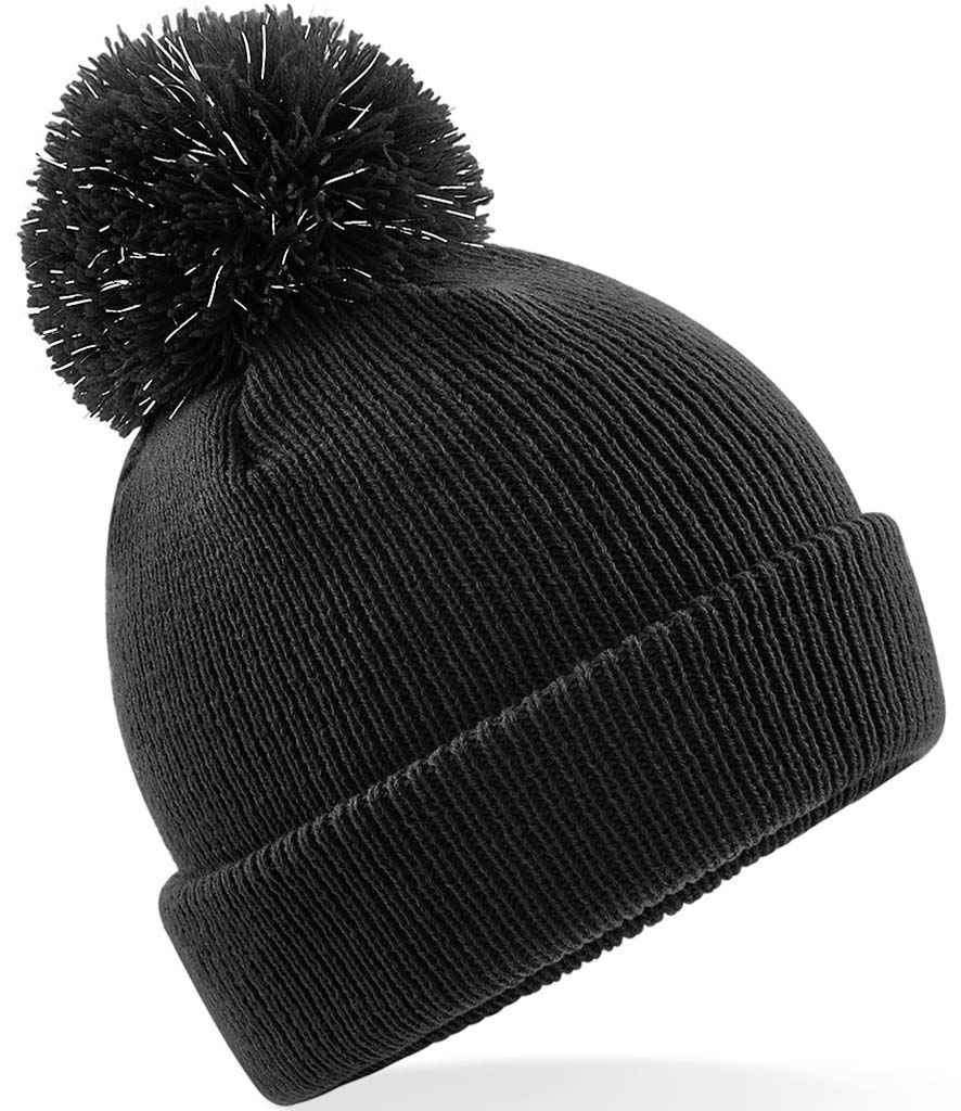Beechfield Kids Reflective Bobble Beanie - Black (BB406B)