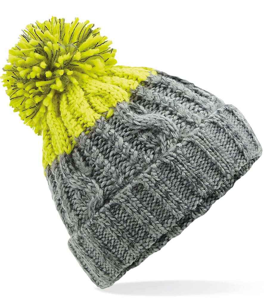 Beechfield Apres Beanie - Light Grey/Citron (BB437)