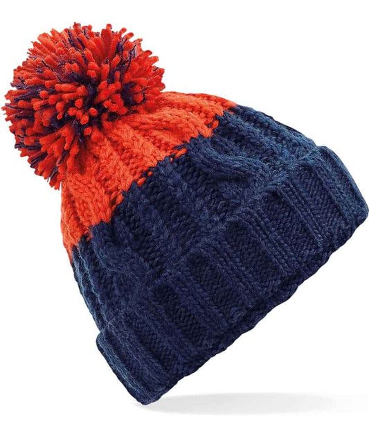 Beechfield Apres Beanie - Oxford Navy/Fire Red (BB437)