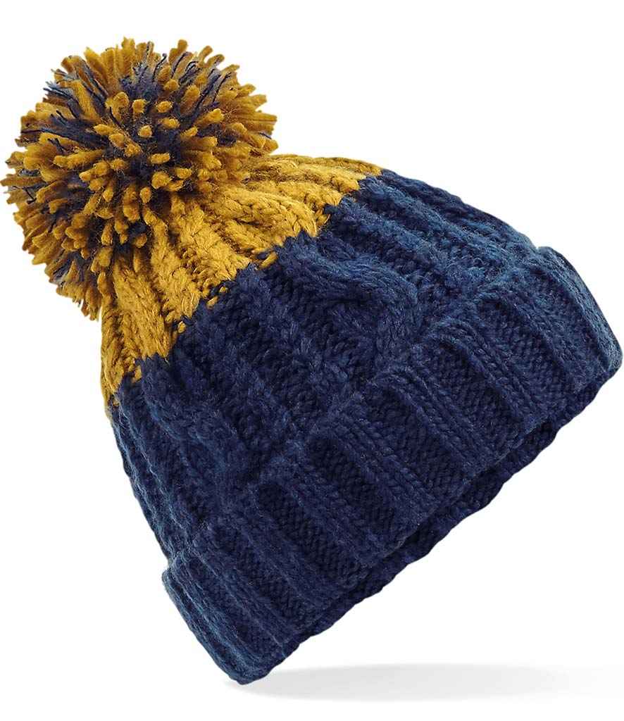 Beechfield Apres Beanie - Oxford Navy/Mustard (BB437)