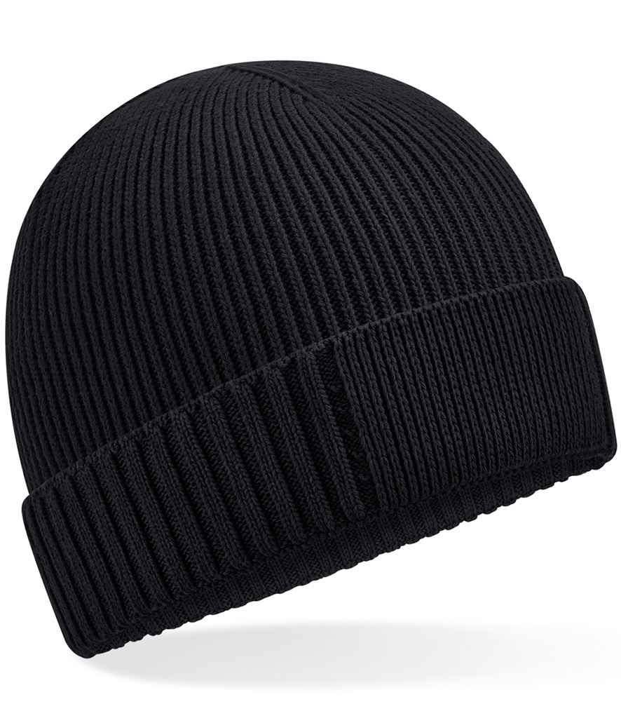 Beechfield Organic Cotton Engineered Patch Beanie - Black (BB438N)