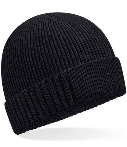 Beechfield Organic Cotton Engineered Patch Beanie - Black (BB438N)