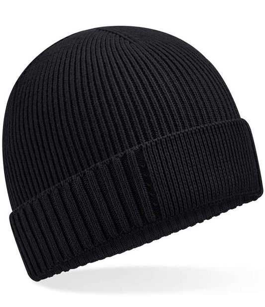 Beechfield Organic Cotton Engineered Patch Beanie - Black (BB438N)