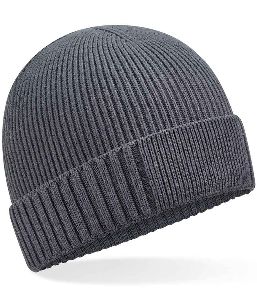 Beechfield Organic Cotton Engineered Patch Beanie - Graphite Grey (BB438N)