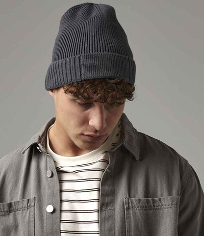 Beechfield Organic Cotton Engineered Patch Beanie - Graphite Grey (BB438N)
