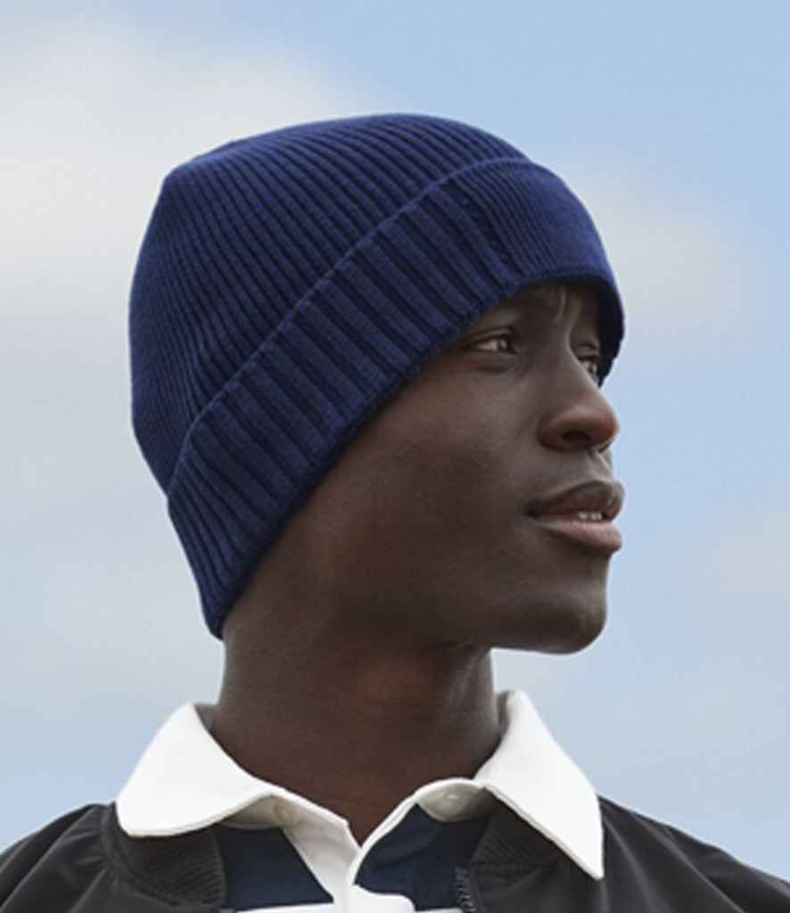 Beechfield Organic Cotton Engineered Patch Beanie - Oxford Navy (BB438N)