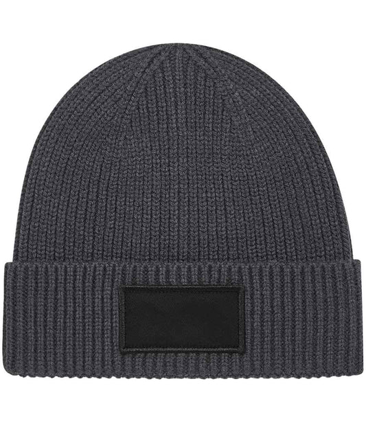 Beechfield Fashion Patch Beanie - Graphite Grey/Black (BB442R)