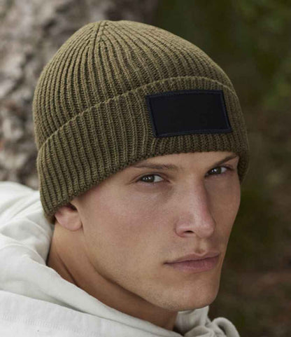 Beechfield Fashion Patch Beanie - Military Green/Black (BB442R)