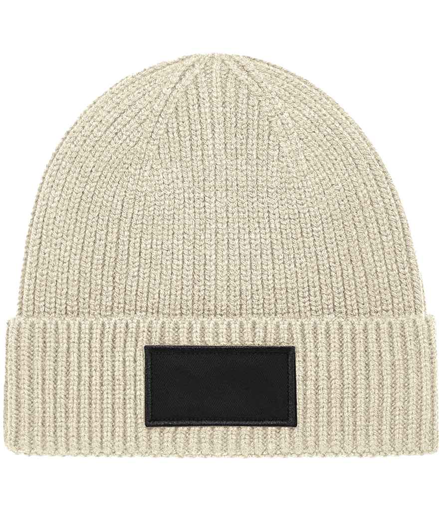 Beechfield Fashion Patch Beanie - Oatmeal/Black (BB442R)