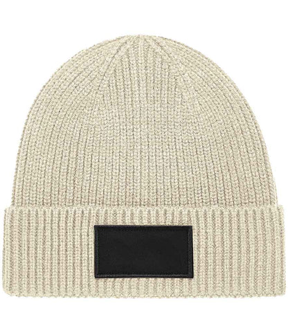 Beechfield Fashion Patch Beanie - Oatmeal/Black (BB442R)