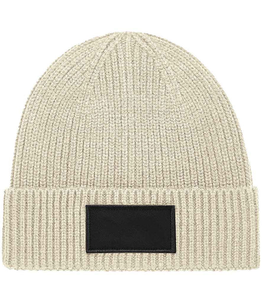 Beechfield Fashion Patch Beanie - Oatmeal/Black (BB442R)