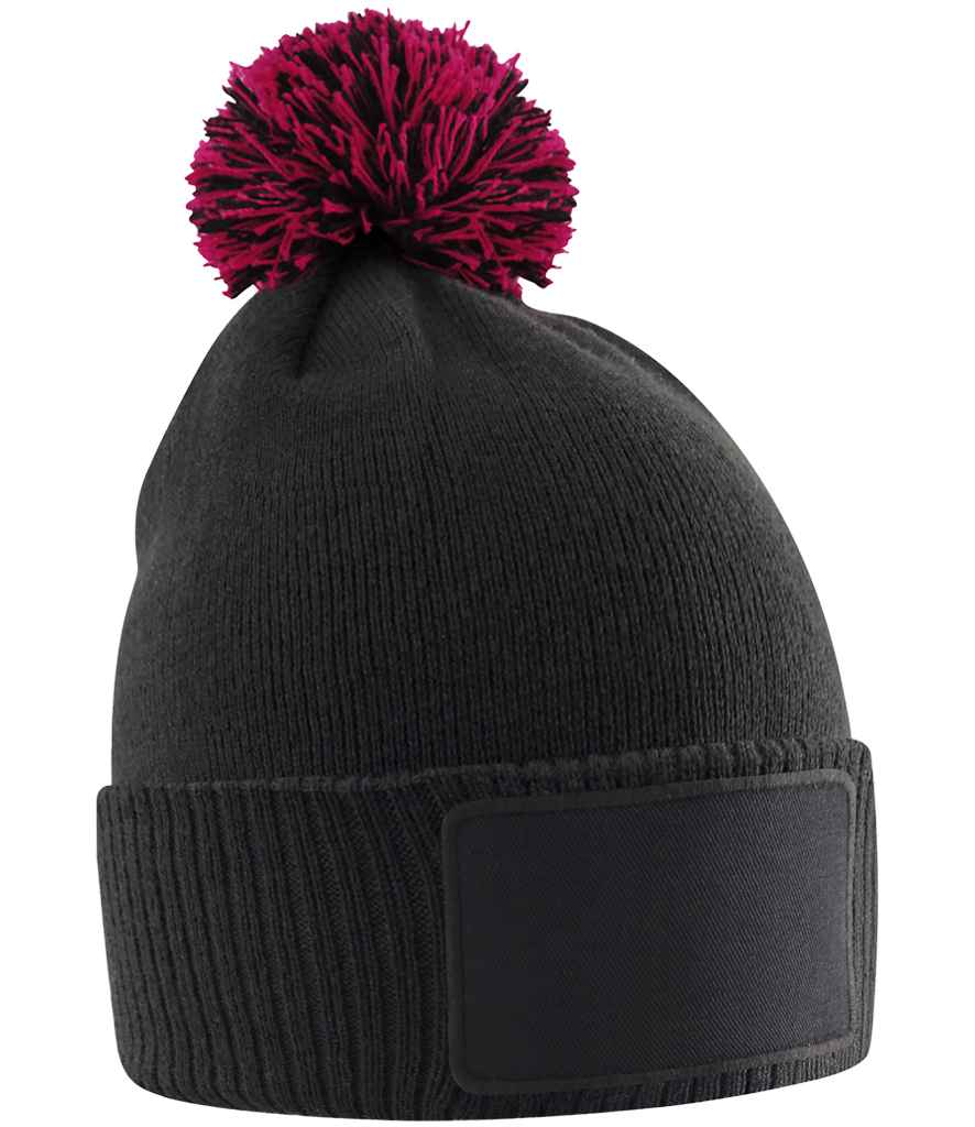Beechfield Kids Snowstar® Patch Beanie - Black/Classic Red (BB443B)