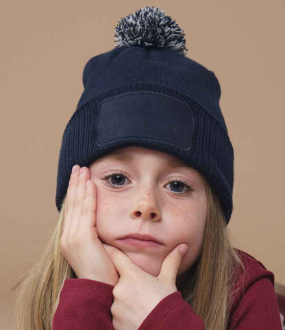 Beechfield Kids Snowstar® Patch Beanie - French Navy/Light Grey (BB443B)