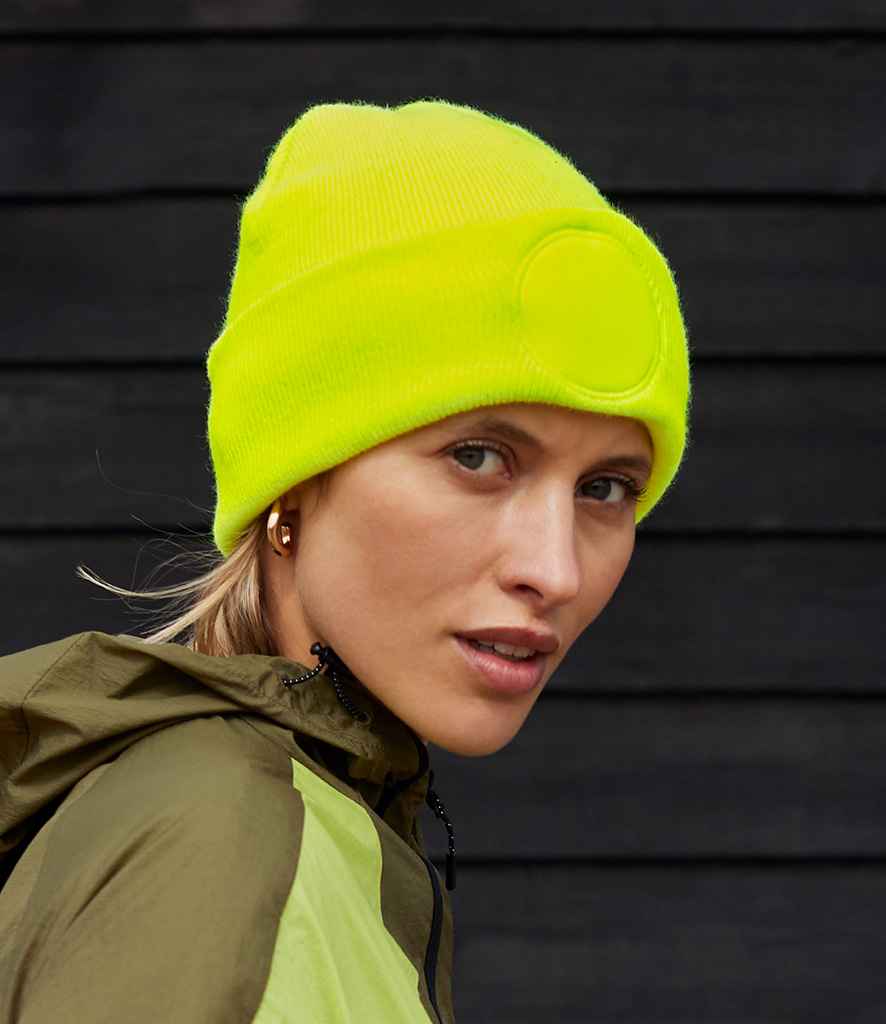 Beechfield Circular Patch Beanie - Fluorescent Yellow (BB446)