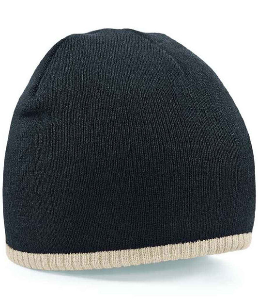 Beechfield Two Tone Pull-On Beanie - Black/Stone (BB44C)