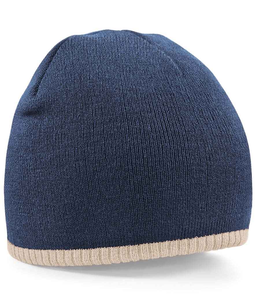Beechfield Two Tone Pull-On Beanie - Navy/Stone (BB44C)