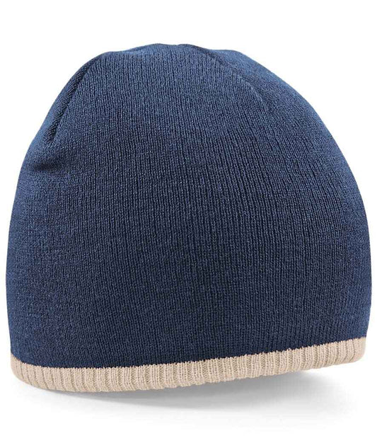Beechfield Two Tone Pull-On Beanie - Navy/Stone (BB44C)