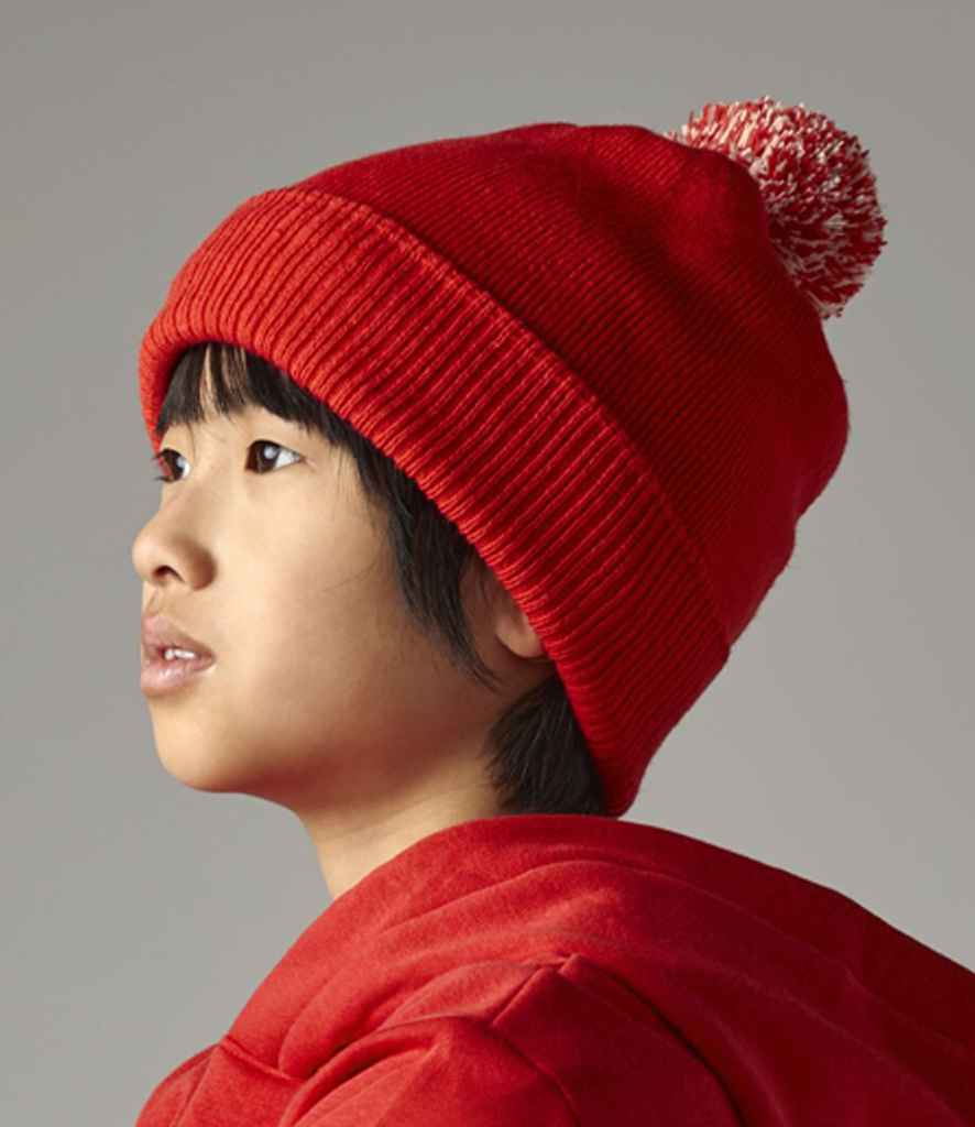 Beechfield Kids Snowstar® Beanie - Bright Red/Off White (BB450B)