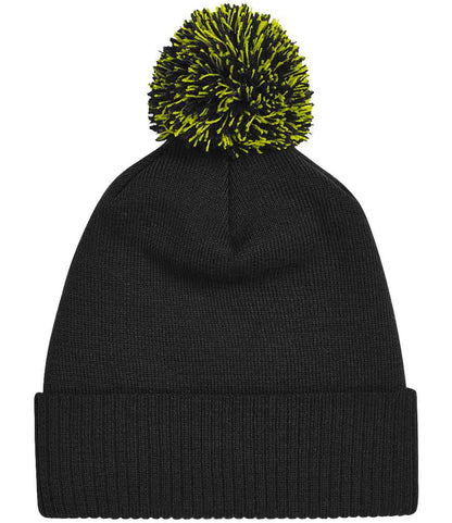Beechfield Snowstar® Beanie - Black/Lime Green (BB450)