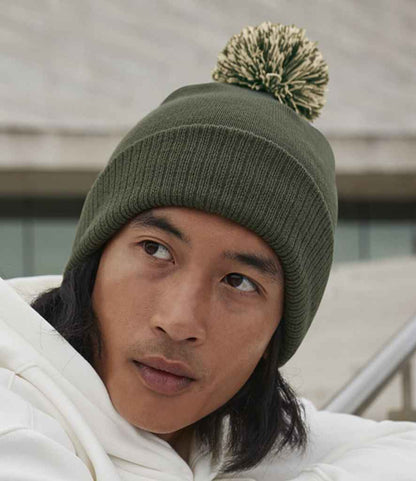 Beechfield Snowstar® Beanie - Olive Green/Oatmeal (BB450)