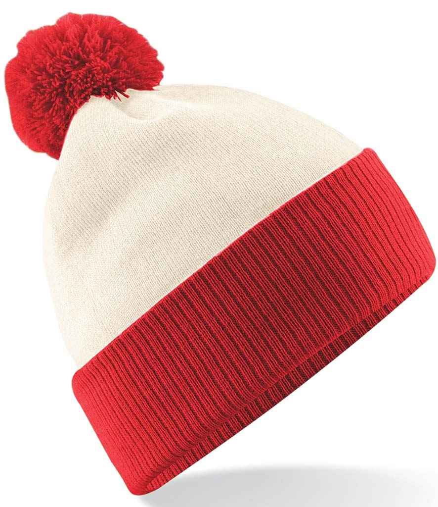 Beechfield Snowstar® Two Tone Beanie - Off White/Bright Red (BB451)