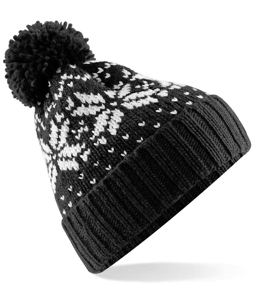 Beechfield Fair Isle Snowstar® Beanie - Black/White (BB456)