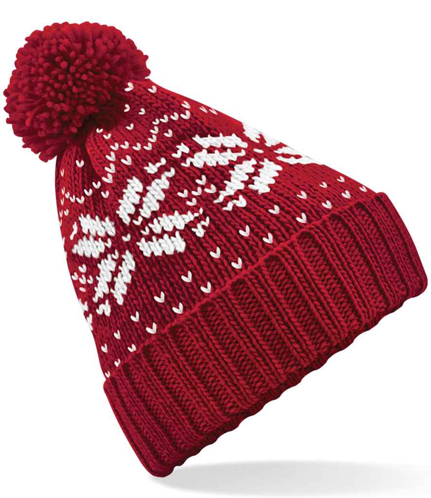 Beechfield Fair Isle Snowstar® Beanie - Classic Red/White (BB456)
