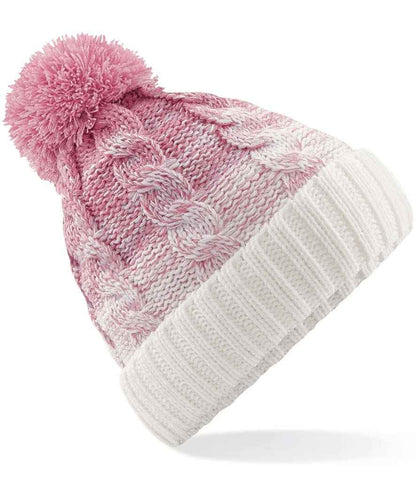 Beechfield Ombré Pom Pom Beanie - Dusky Pink/Off White (BB459)