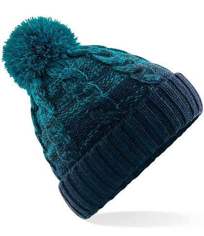 Beechfield Ombré Pom Pom Beanie - Teal/French Navy (BB459)