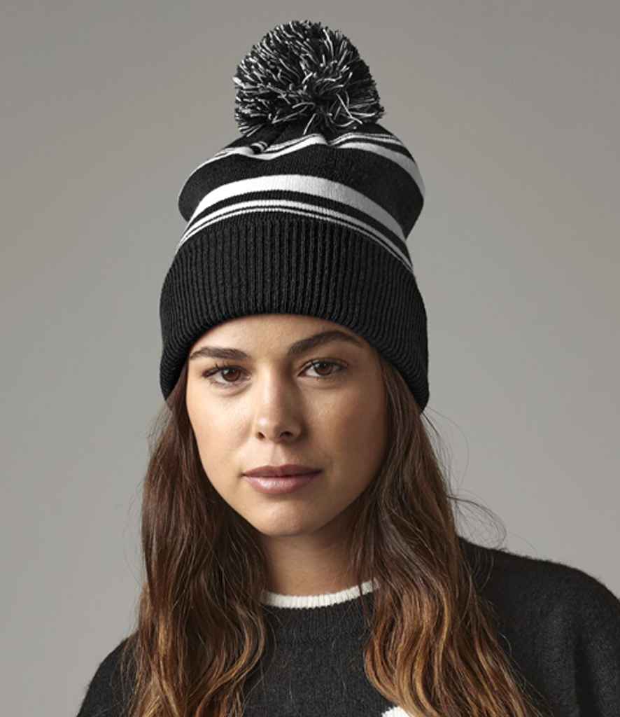 Beechfield Striped Fan Beanie - Black/White (BB473R)