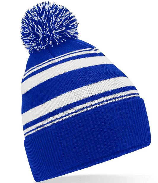 Beechfield Striped Fan Beanie - Bright Royal/White (BB473R)