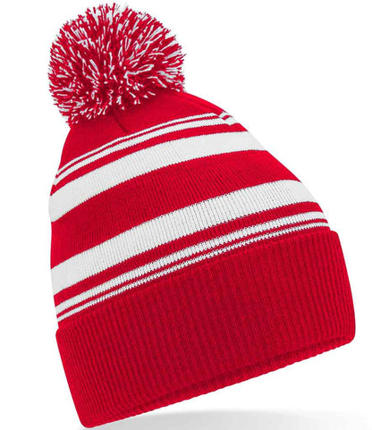 Beechfield Striped Fan Beanie - Classic Red/White (BB473R)