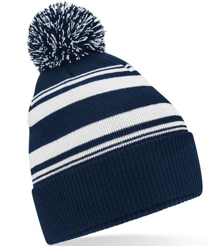 Beechfield Striped Fan Beanie - French Navy/White (BB473R)