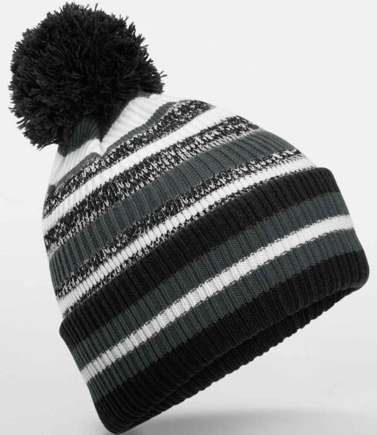 Beechfield Multi-Sport Fan Beanie - Black/Graphite Grey/White (BB474R)