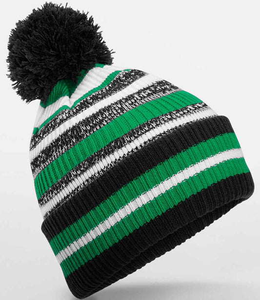 Beechfield Multi-Sport Fan Beanie - Black/Kelly Green/White (BB474R)