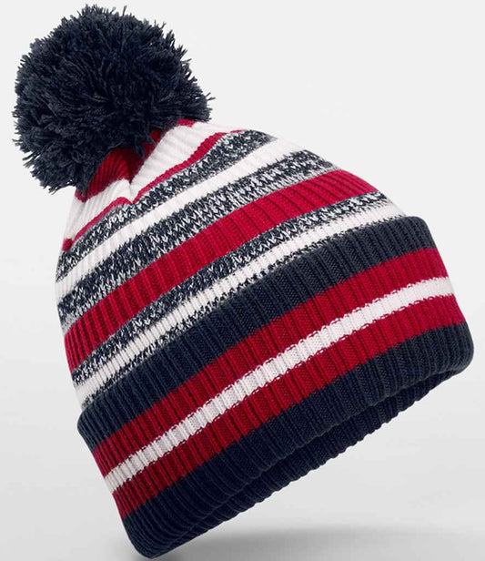 Beechfield Multi-Sport Fan Beanie - French Navy/Classic Red/White (BB474R)