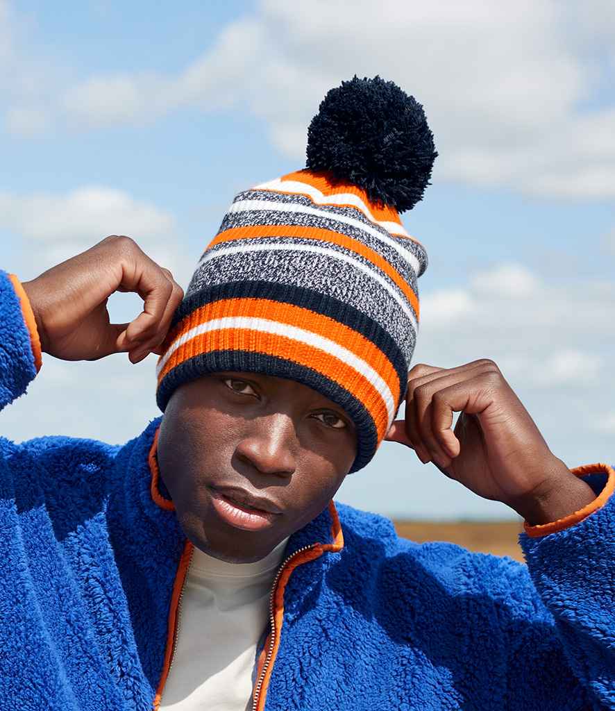 Beechfield Multi-Sport Fan Beanie - French Navy/Orange/White (BB474R)